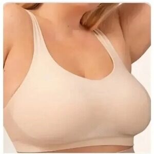 Truekind Daily Comfort Wireless Shaper Bra Women 2XL Beige Stretch Full Coverage